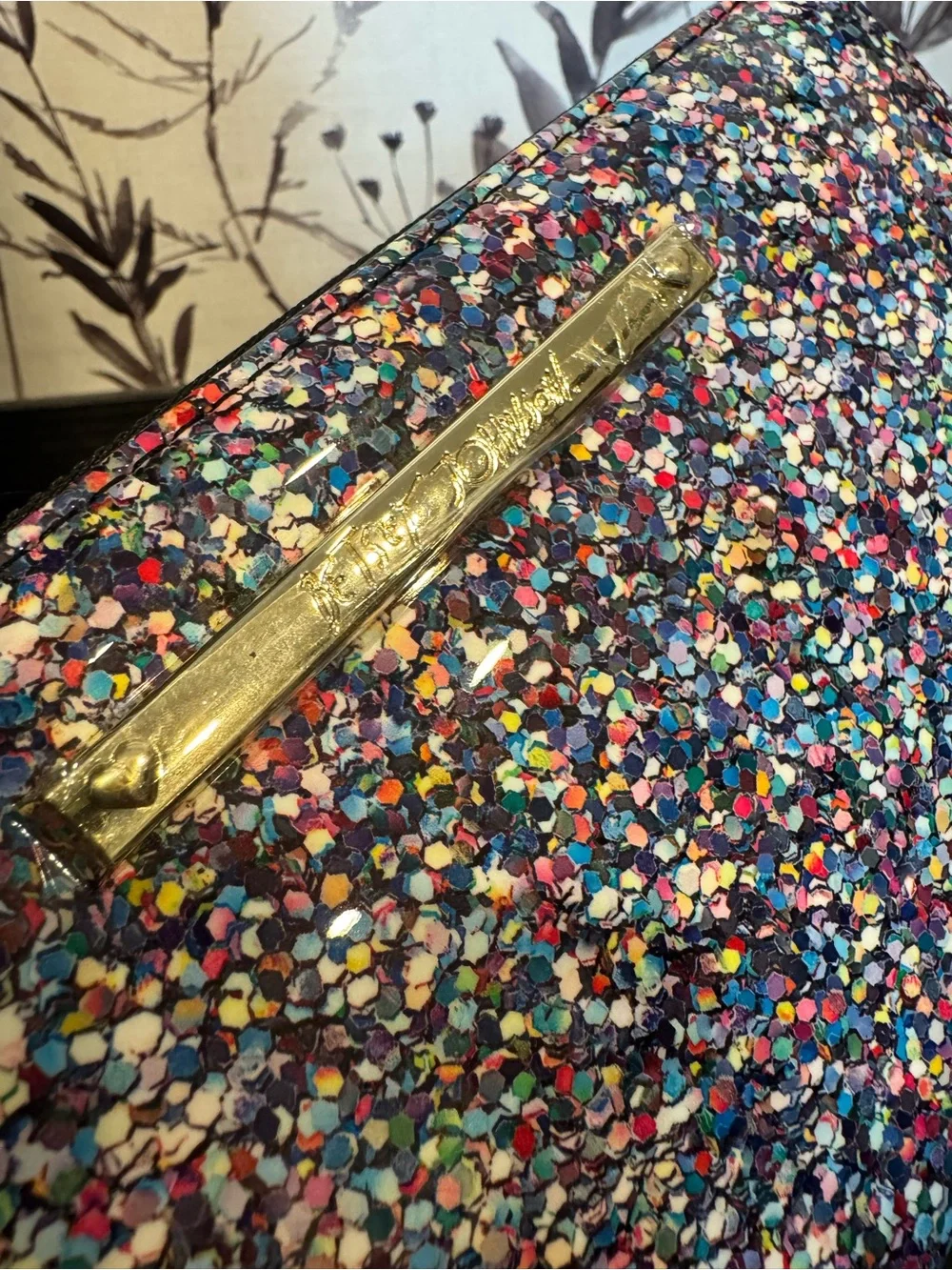 Betsey Johnson Multicolor Glitter Wristlet Clutch